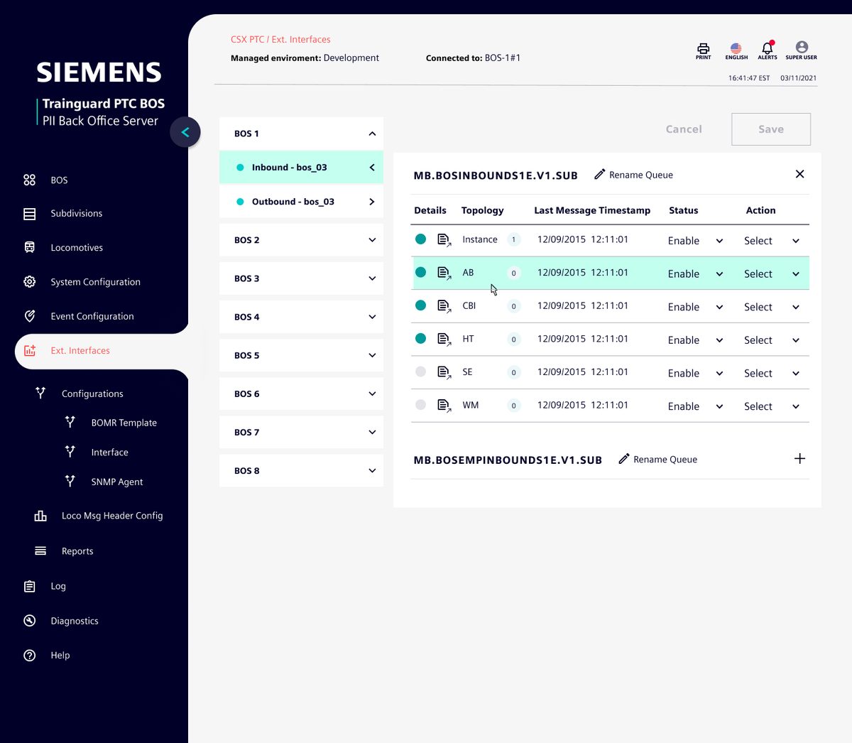 BOS 8.1 Overview — Siemens PTC Back Office Server, queue management panel