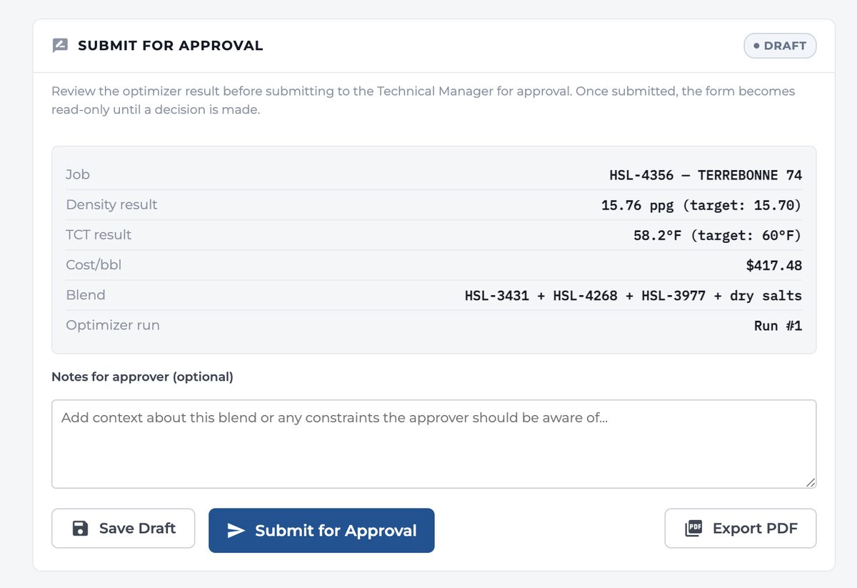 Submit for Approval form