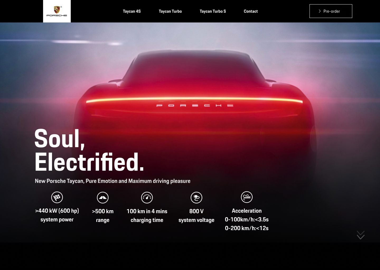 Porsche Taycan landing page hero