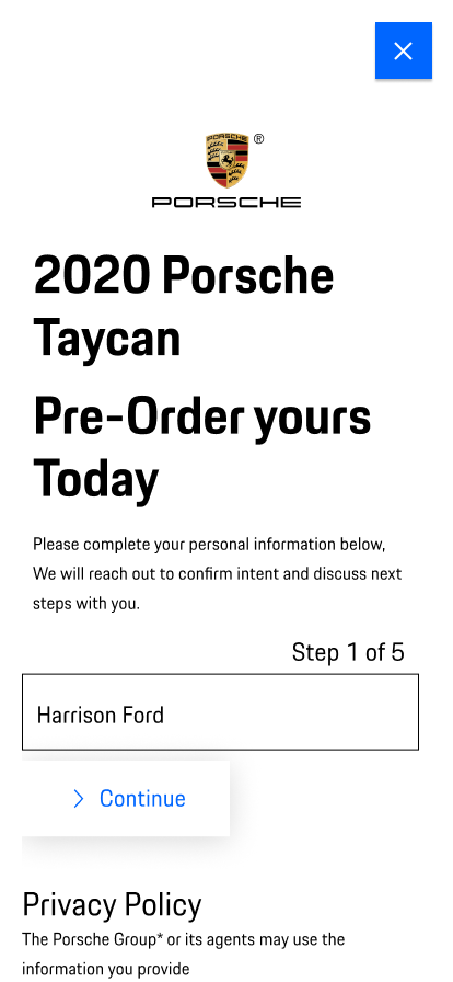 Taycan landing — CTA section