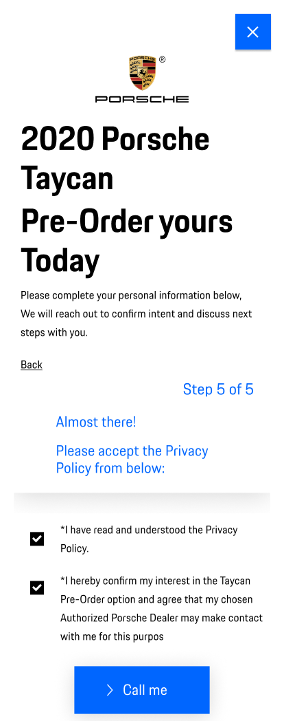 Pre-order flow wireframes